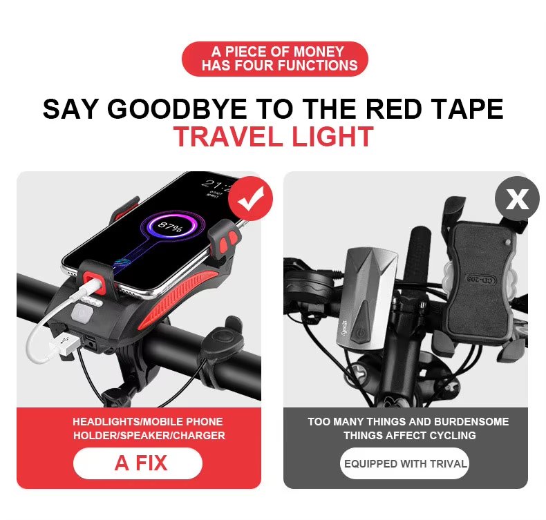 مصباح دراجة هوائية 4 في 1 - الصورة 2